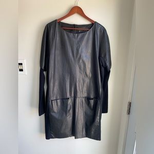 ANNETTE GORTZ Black Leather Dress Eu Size 44 US Size Large